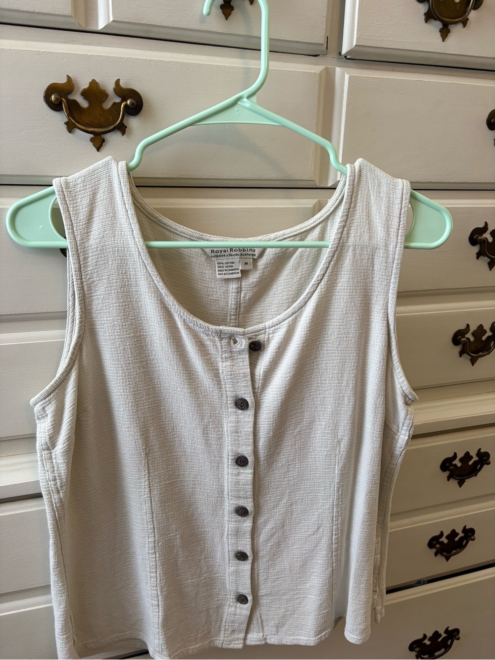 Royal Robbins Women's Cream Textured Button-Front Tank
